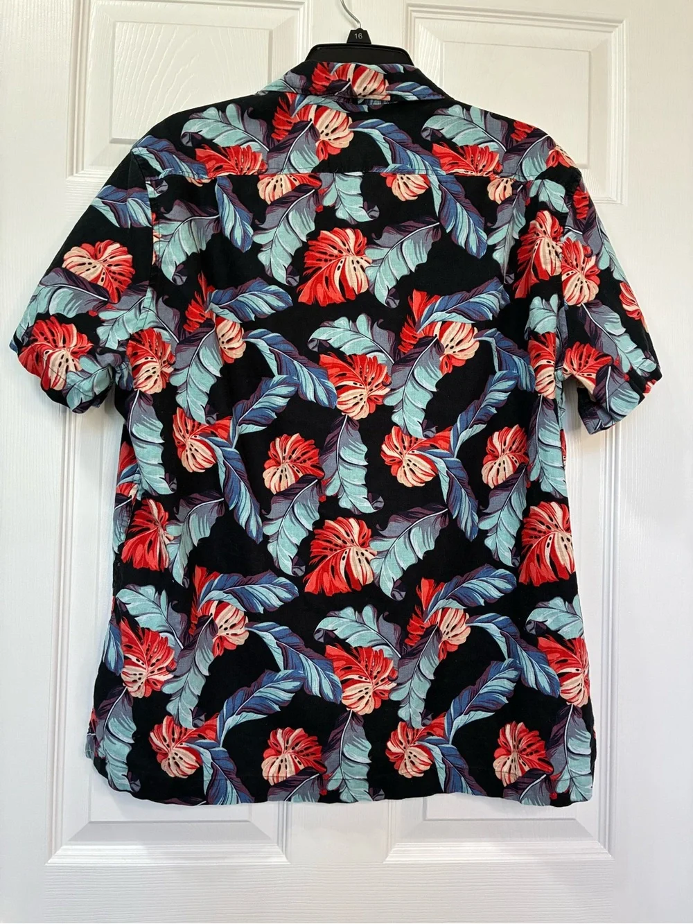 J Crew linen blend Hawaiian Shirt Men’s Large Floral Button Up Camp Resort